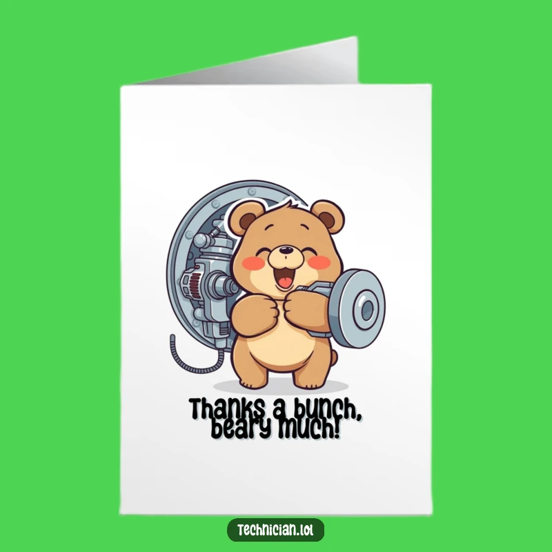 Free Printable Thank You Card: Bear Mechanic Expresses Gratitude DIY