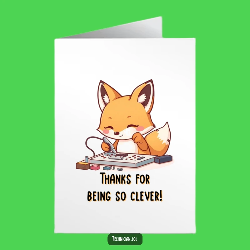 Free Printable Thank You Card: Fox Technician, Genuine Downloadable Thanks with Detail