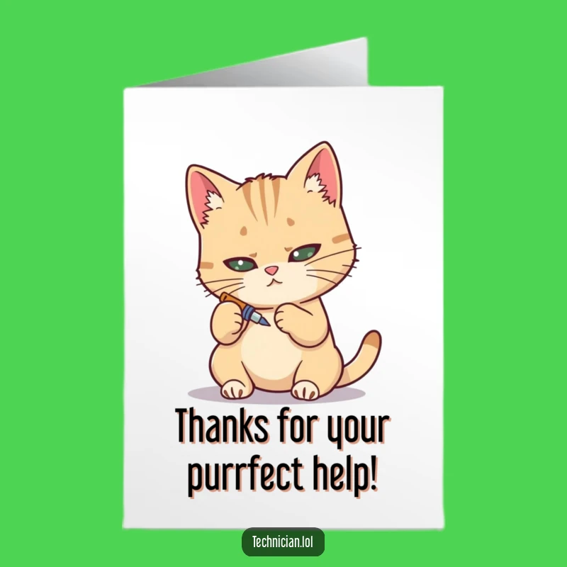 Free Printable Thank You Card: Focused Cat Fixer - Downloadable Appreciation