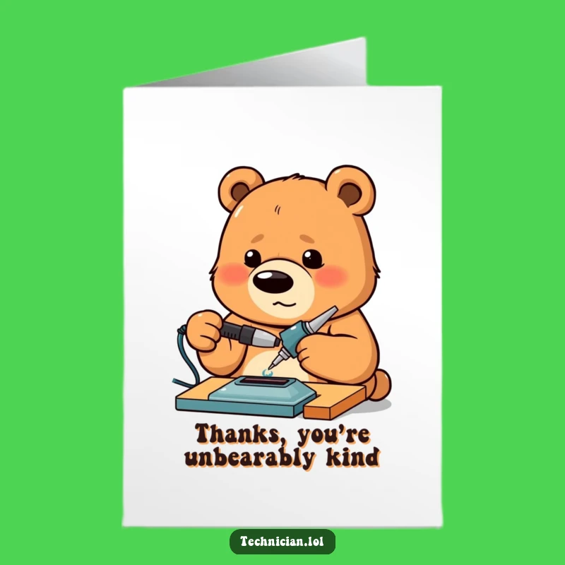Free Printable Thank You Card: Bear's Focused Effort for Your Gracious Support