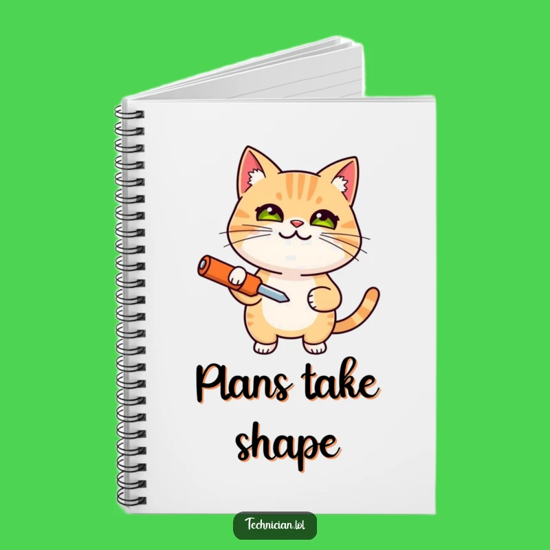 Funny Determined Cat Screwdriver Notebook - Jot Down Your Focused Ideas!