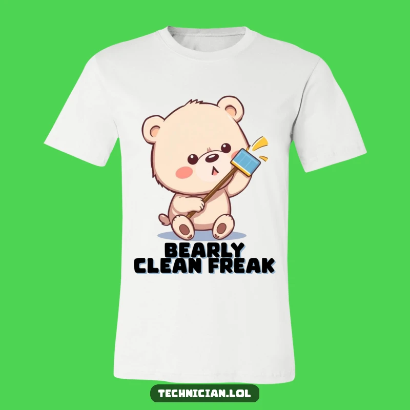 Funny Bear Cleaning T-Shirt: Meticulous Paw Power Gift
