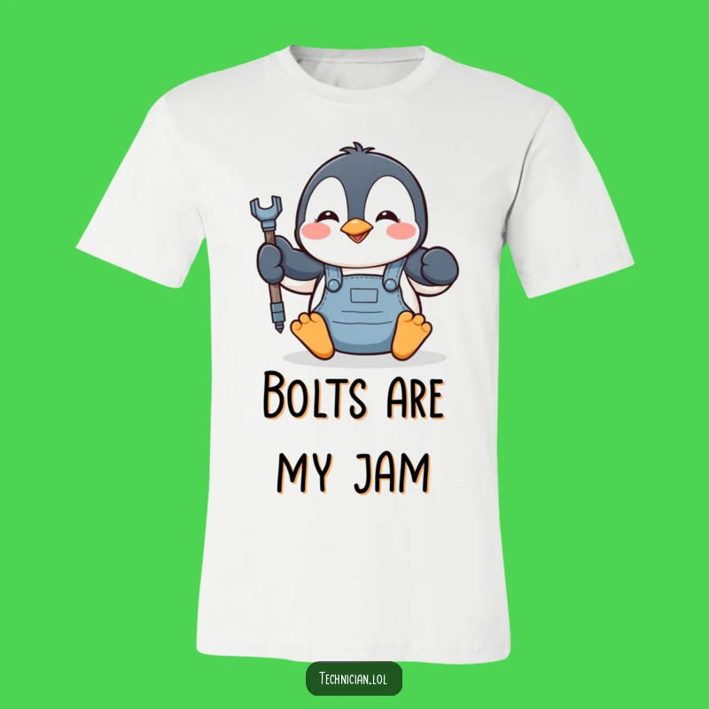 Funny Penguin Mechanic T-Shirt - Happy Bolt Tightener Tee