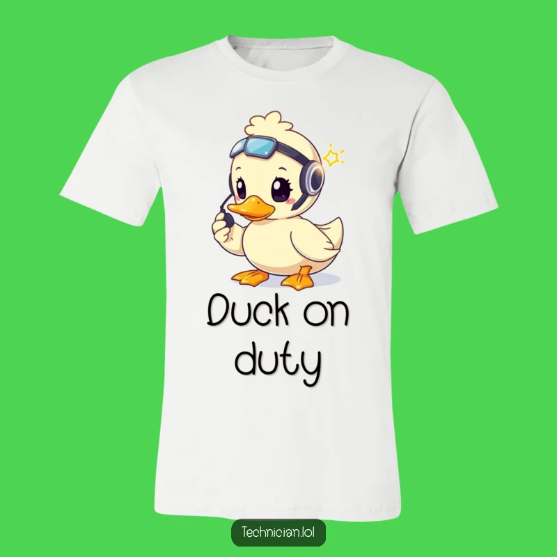 Funny Brave Duck Tech Support T-Shirt - Ready to Fix!