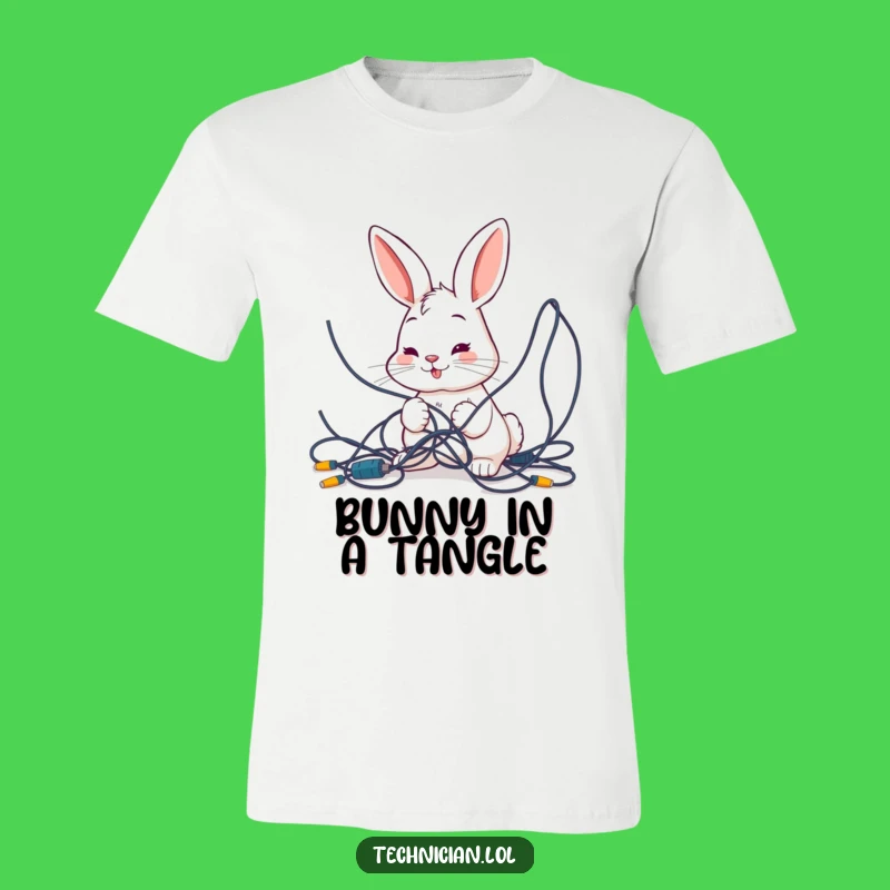 Funny Bunny Wires T-Shirt - Tech Problem Humor Tee