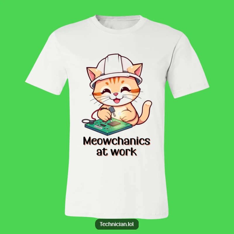 Funny Cat Electrician T-Shirt, Tech Cartoon Humor, Awesome Funny Gift Tee