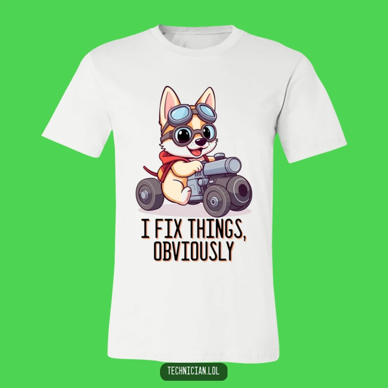 Funny Dog Mechanic T-Shirt: Heroic Pooch in Goggles - A Hilarious Funny Gift!