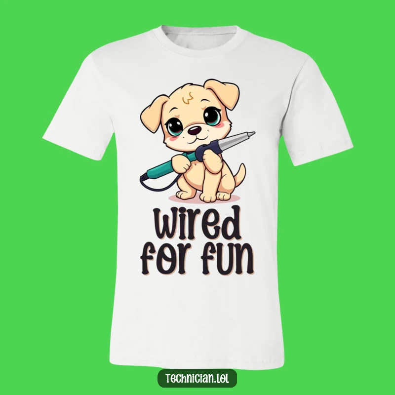 Funny Puppy Soldering T-Shirt: Playful DIY Apparel, Perfect Humorous Gift