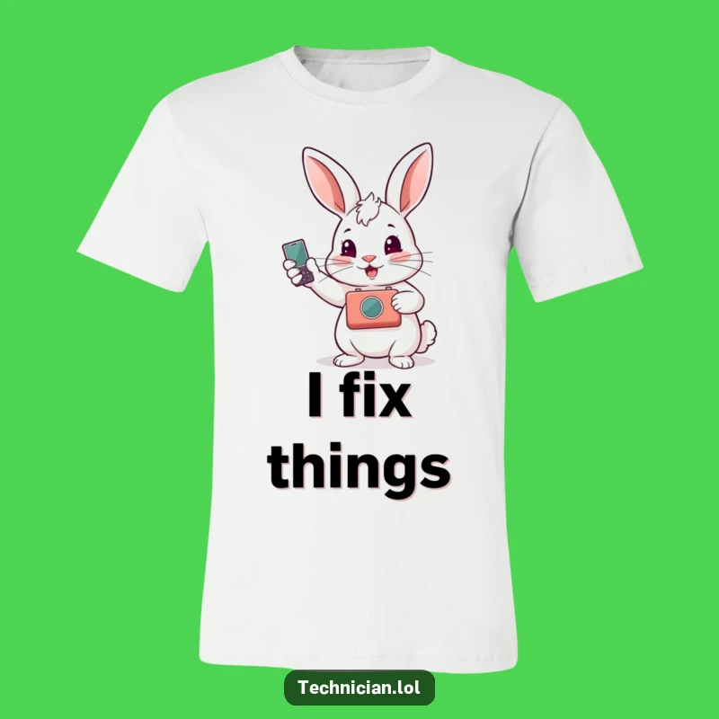 Funny Rabbit Fixed Gadget T-Shirt - Hobbyist Cartoon Apparel & Funny Gift