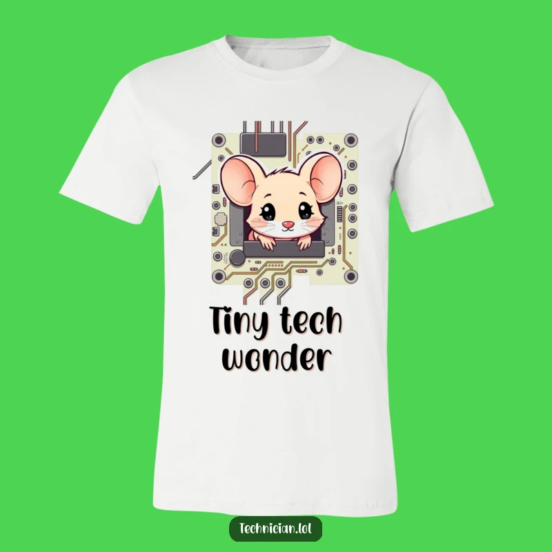 Funny Shy Mouse Circuit Board T-Shirt - Geeky & Cute!
