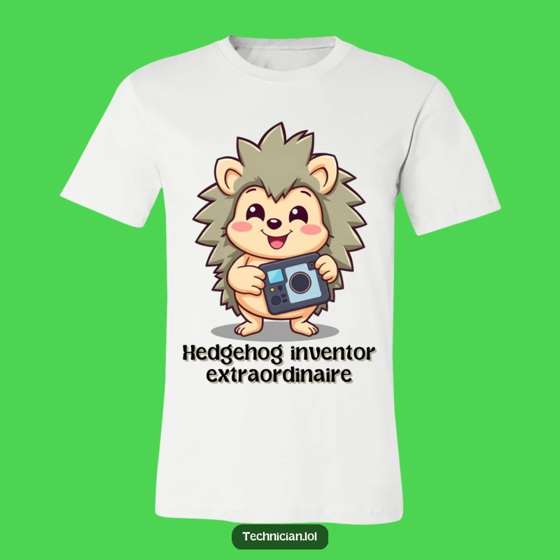 Funny Hedgehog Fix T-Shirt: Humorous Hedgehog with Repaired Gadget, Awesome Funny Gift