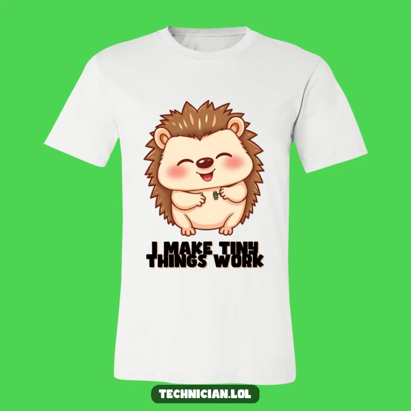 Funny Hedgehog T-Shirt: Giggling Gadget Builder, Hilarious Gift for Hobbyists and Creators