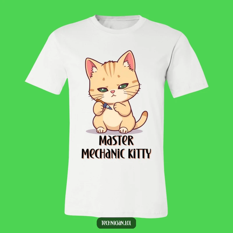 Funny Cat Mechanic T-Shirt: Determined repair skills, a perfect funny gift for handymen!