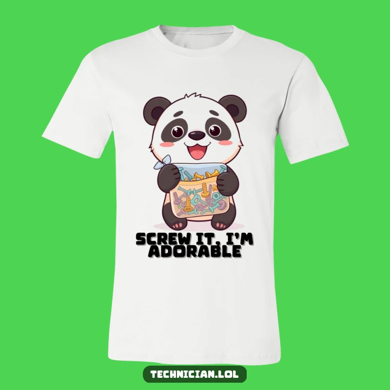 Funny Panda Screw Collector T-Shirt: Proud Bear with Hardware - A Great Funny Gift!