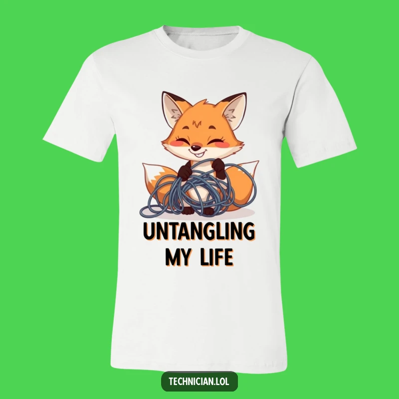 Funny Fox Wire Fixer T-Shirt: Grinning Electrician Tee, Hilarious Tech Problem Gift