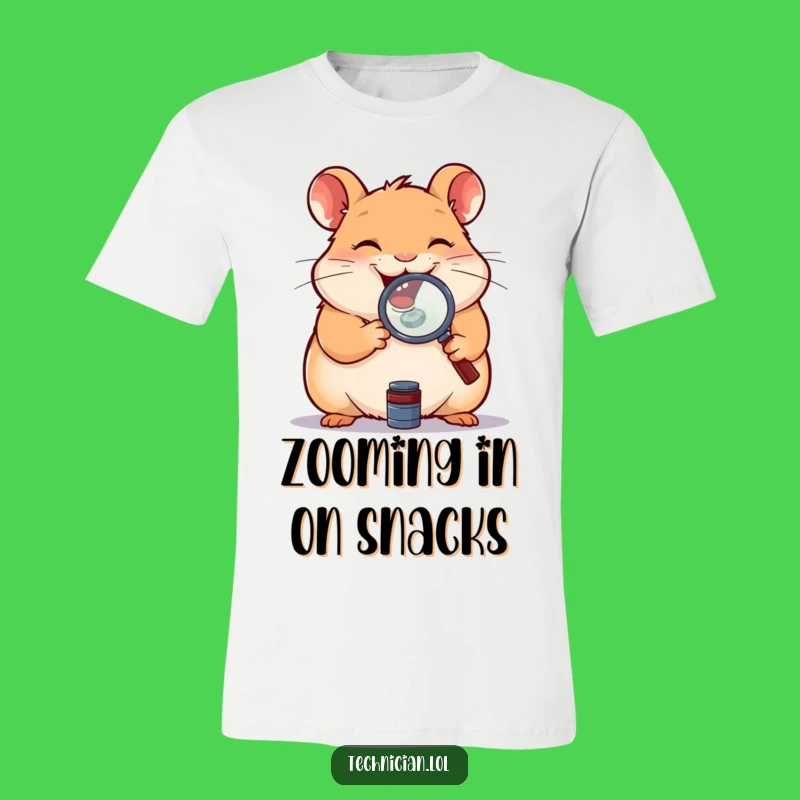 Funny Hamster Magnifying Glass T-Shirt: Giggling Investigator Tee, Great Gift