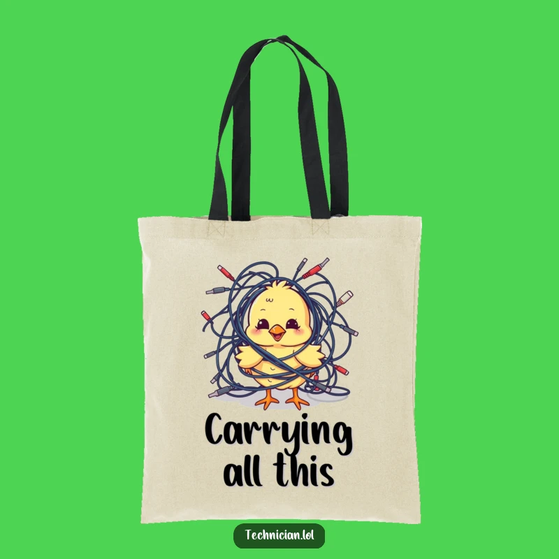 Funny Chick Cables Tote Bag: Carry Your Chaos, Unique Funny Gift