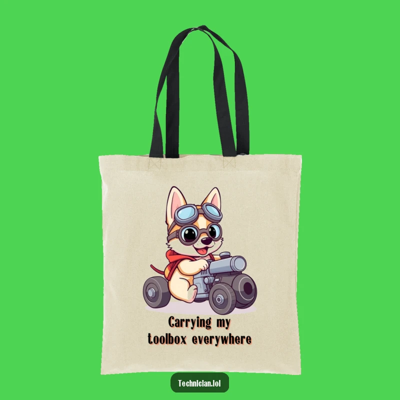 Funny Dog Mechanic Tote Bag: Carry Your Tools with This Brave Pooch - A Funny Gift!
