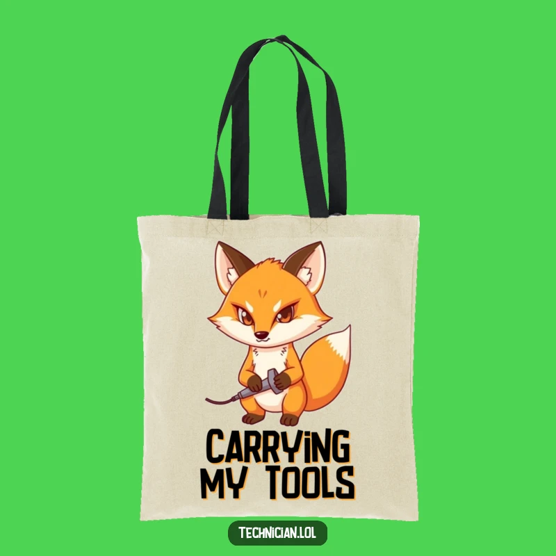 Funny Fox Tote Bag: Carry Your Tools with Determination