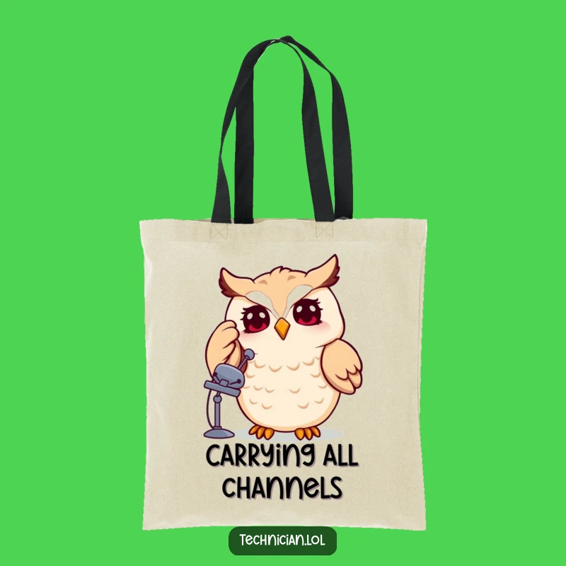 Funny Owl Satellite Dish Tote Bag: Carry Your Essentials with Whimsical Tech Style