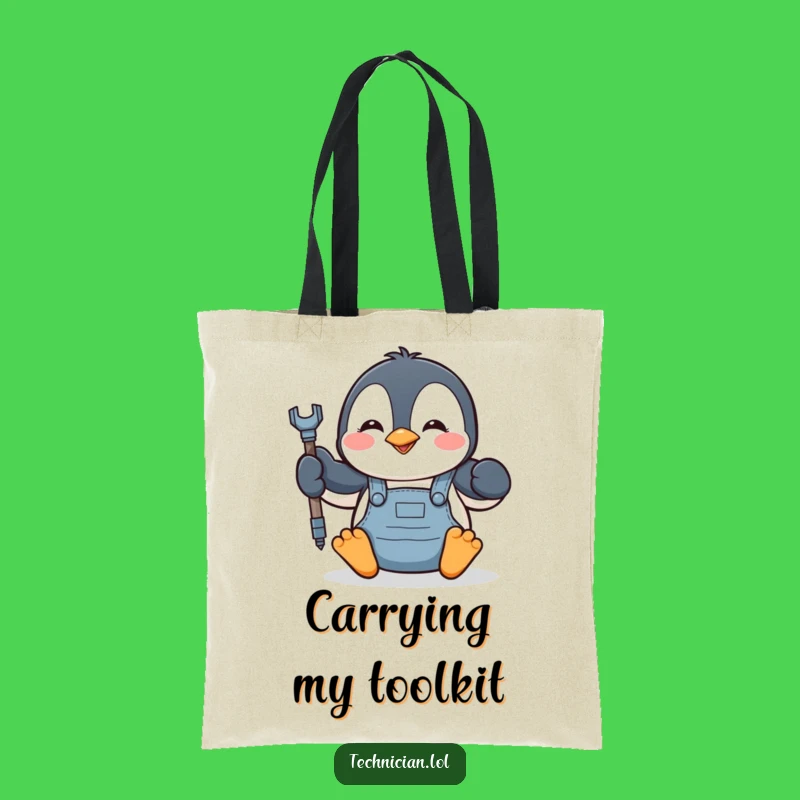 Funny Penguin Mechanic Tote Bag - Carry Your Tools & Laughs