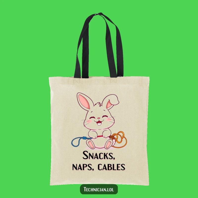 Funny Rabbit Electrician Tote Bag: Cute Connector Accessory, Perfect Humorous Gift