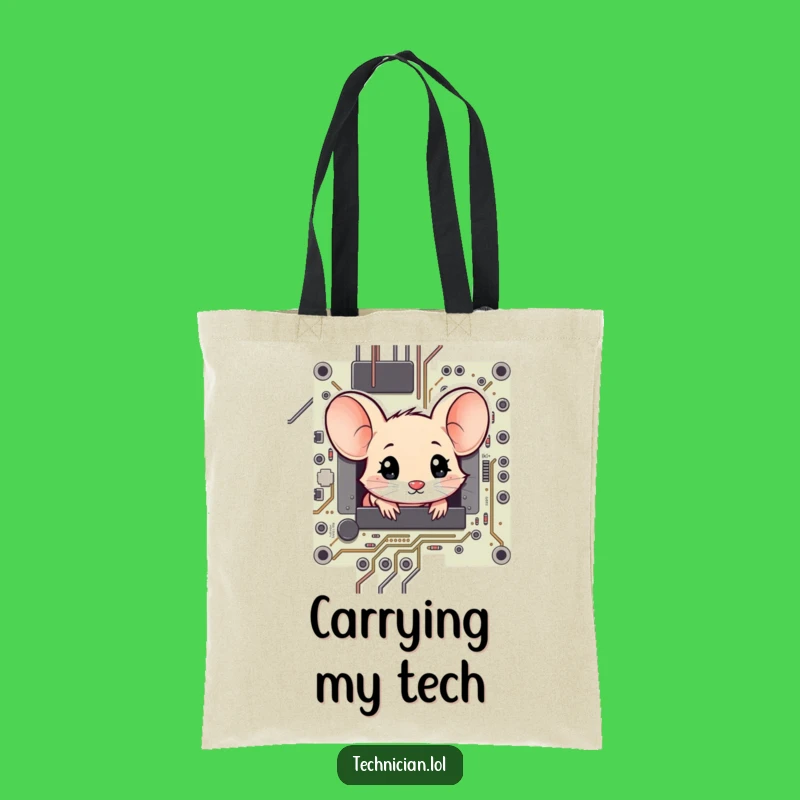 Funny Shy Mouse Circuit Board Tote Bag - Carry Your Tech Love!