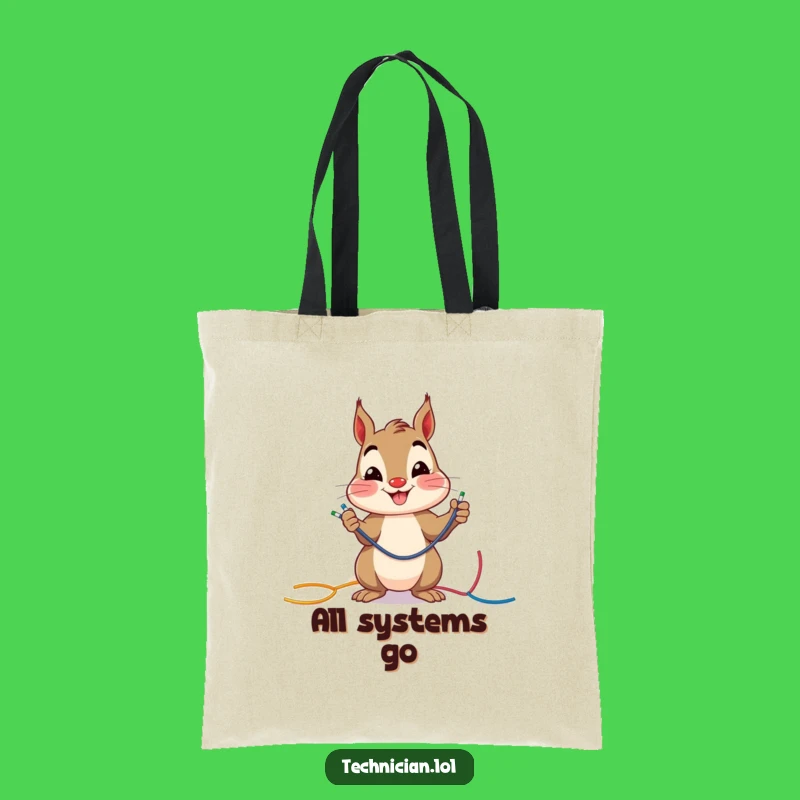 Funny Squirrel Wire Connector Tote Bag: Durable DIY Accessory, Hilarious Cheerful Gift