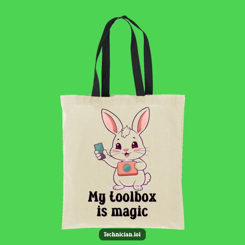 Funny Rabbit Fixed Gadget Tote Bag - Durable Cartoon Bag & Funny Gift